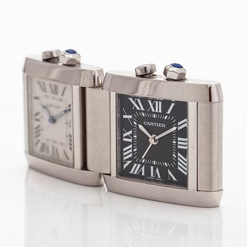 Cartier, pöytäkello, Cartier Tank Francaise Dual-Time, 35 x 41 (82) mm.