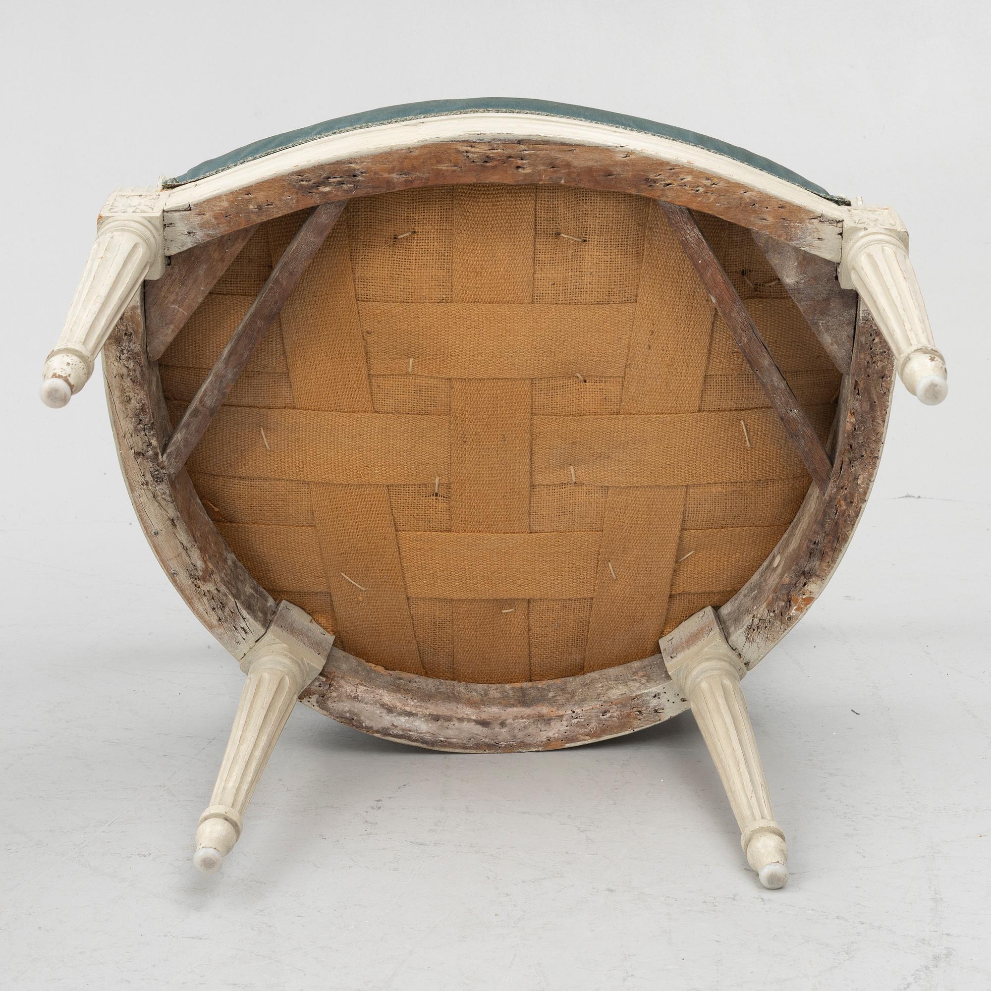 Karmstolar, ett par, Louis XVI, 1700-talets andra hälft.