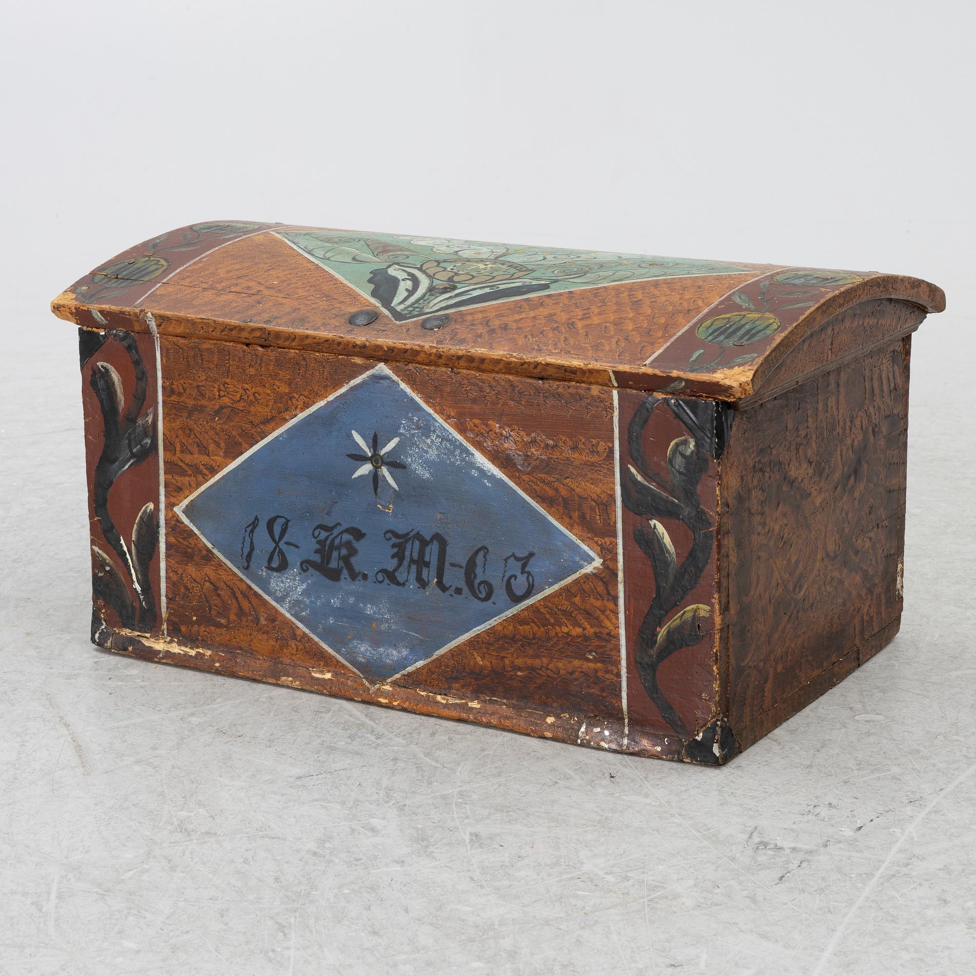 Box, folk art, dated 1863.