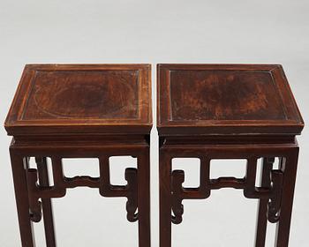 A pair of hardwood pedestals, China, first half of the 20th Century.