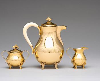 A Swedish rococo-style gold coffee-set, mark of Gustaf Schönning, Stockholm 1967.