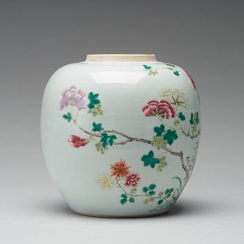 A famille rose jar, Qing dynasty.