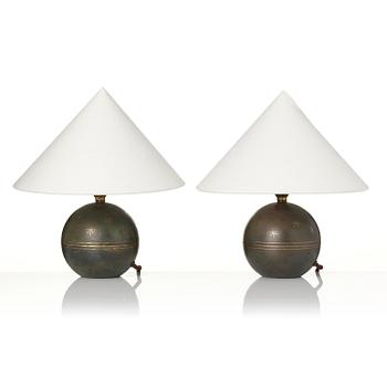 Erik Tidstrand, a pair of table lamps, Nordiska Kompaniet, 1930s.