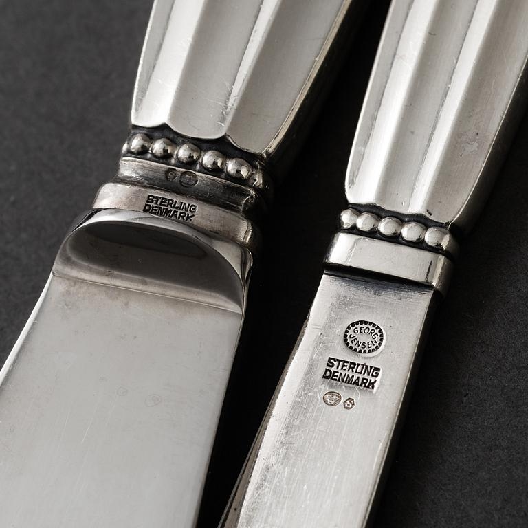 54 pieces of 'Konge' silver flatware by Johan Rohde for Georg Jensen, Denmark.