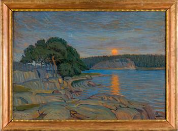 ARON GERLE, olja på pannå. Sign.