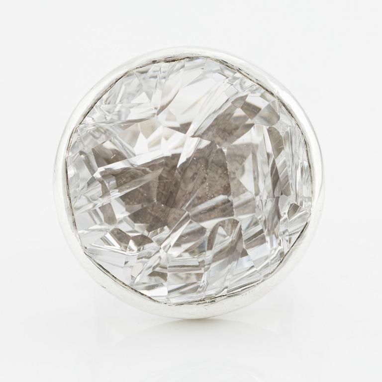 Claës Giertta, ring, silver with rock crystal, Stockholm 1973.