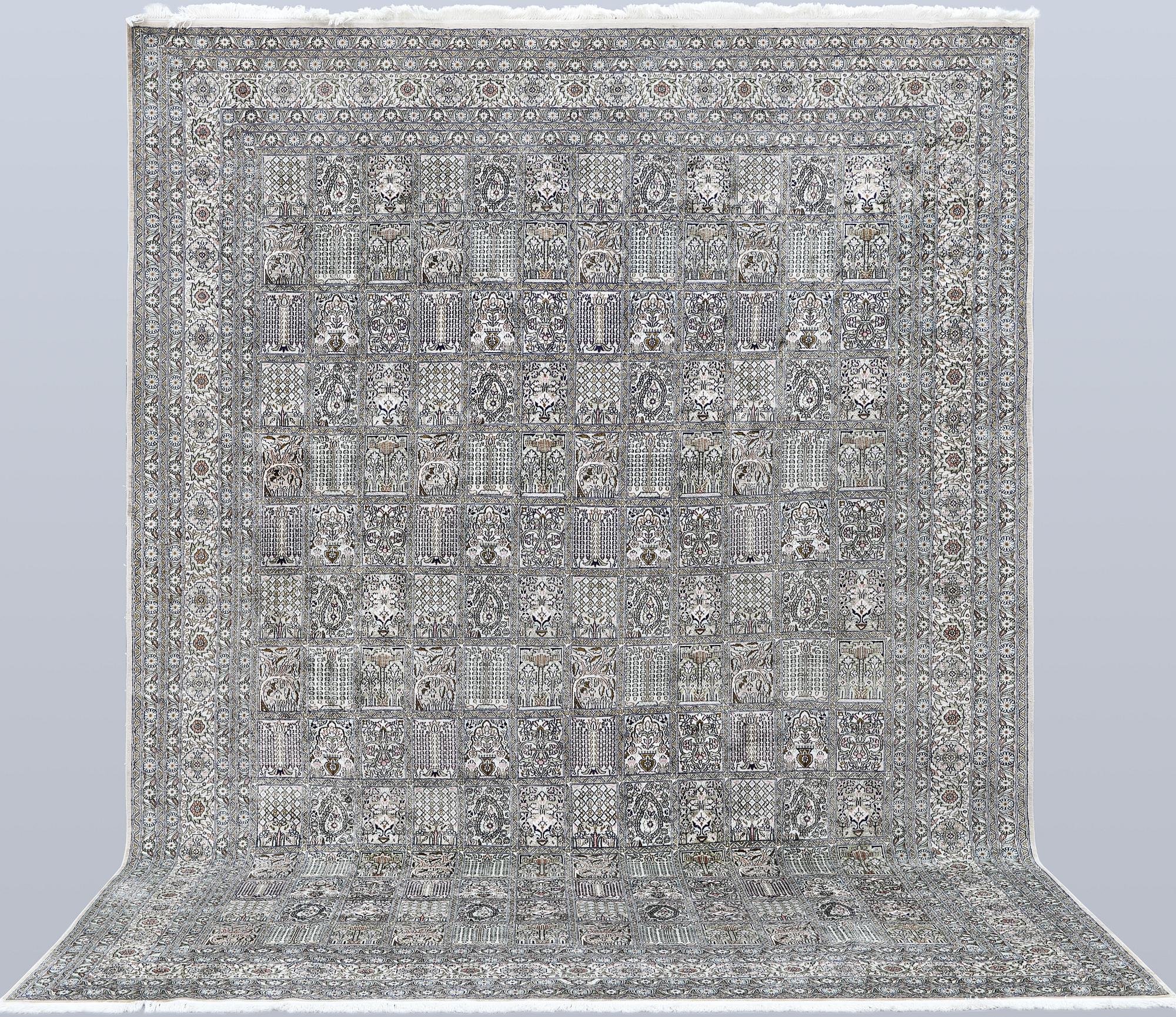 A silk carpet, Kashmir, approx. 370 x 272 cm.
