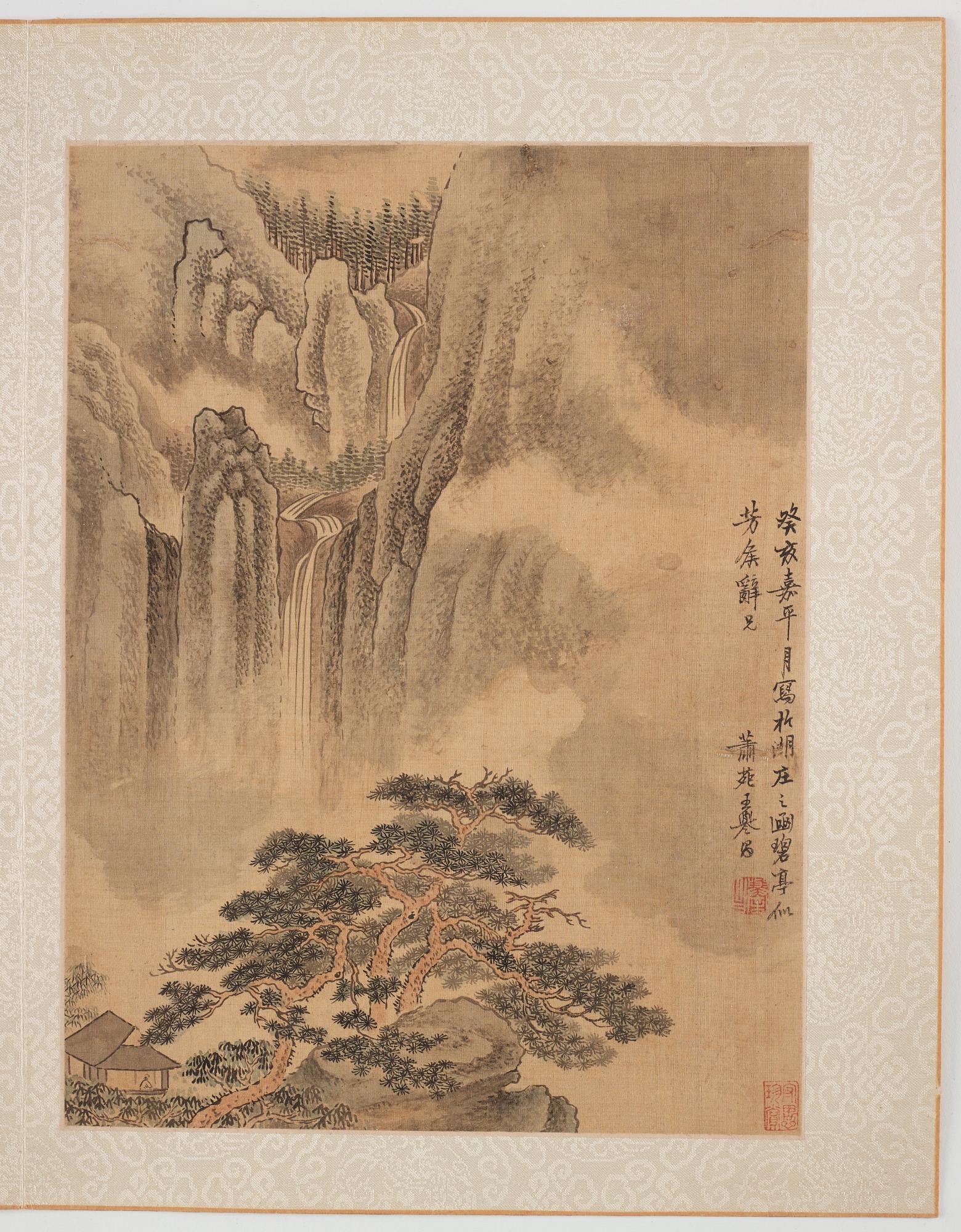 An album with 12 paintings by Qing dynasty artists, circa 1900. Attributed to Zhang Jian, Shou Ping, Yang Jin, after.