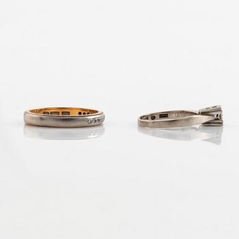 2 st ringar, guld och diamanter.