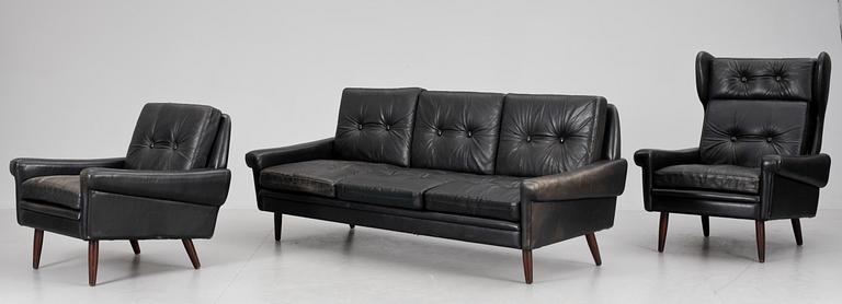 SOFFA samt FÅTÖLJER, 2 st, Danmark, 1960-tal.