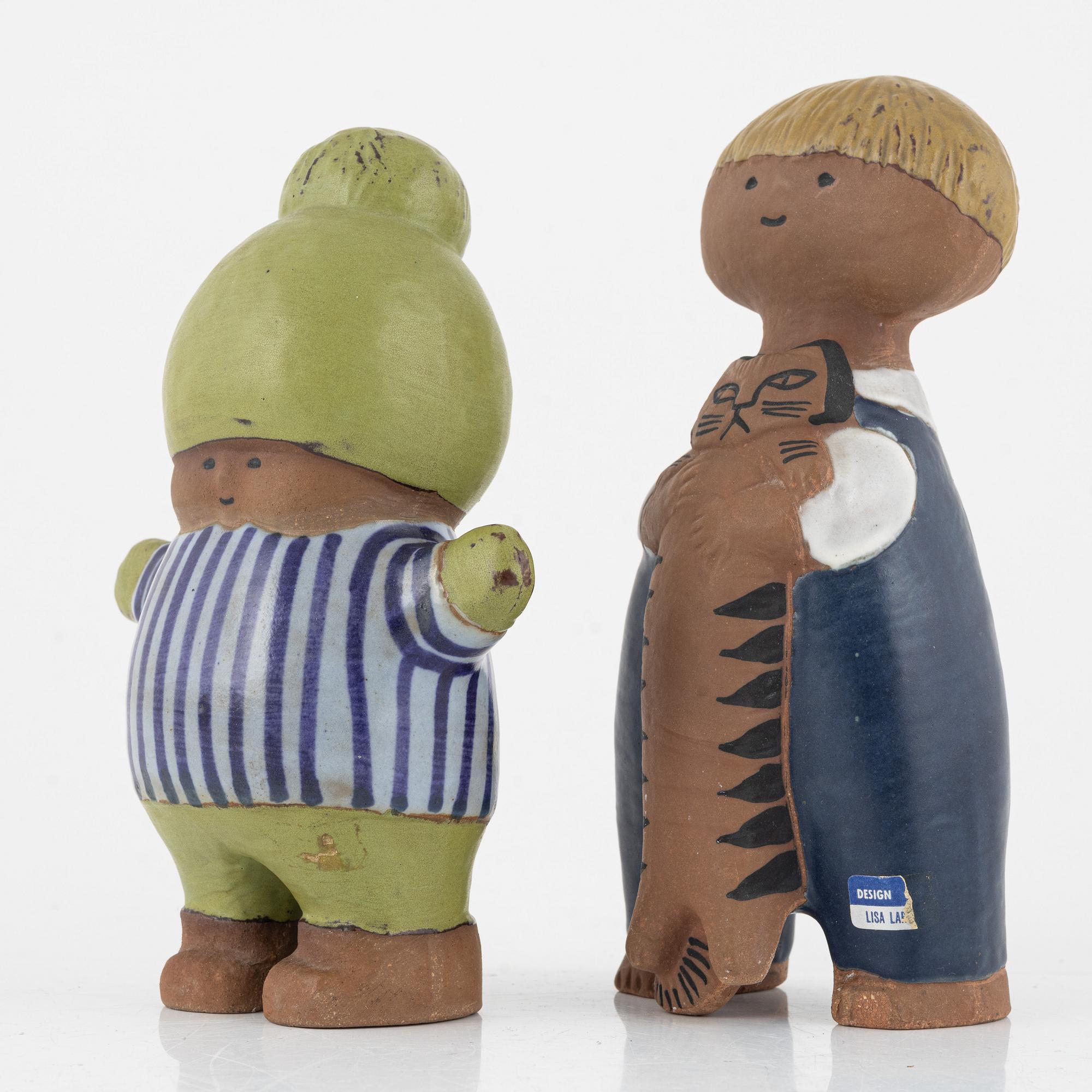 Lisa Larson, figuriner, 2 st, "Pelle" och "Kalle", Gustavsberg.