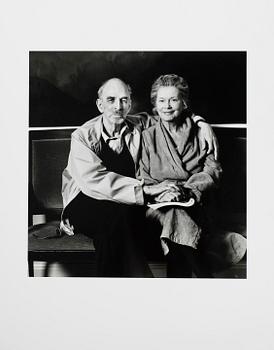 BERNT-OLA FALCK, tillskriven, silvergelatinfotografi, porträtterande Ingmar Bergman och Anita Björk på Dramaten.