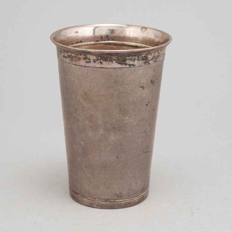 Possibly an 18th century silver beaker, unmarked.
