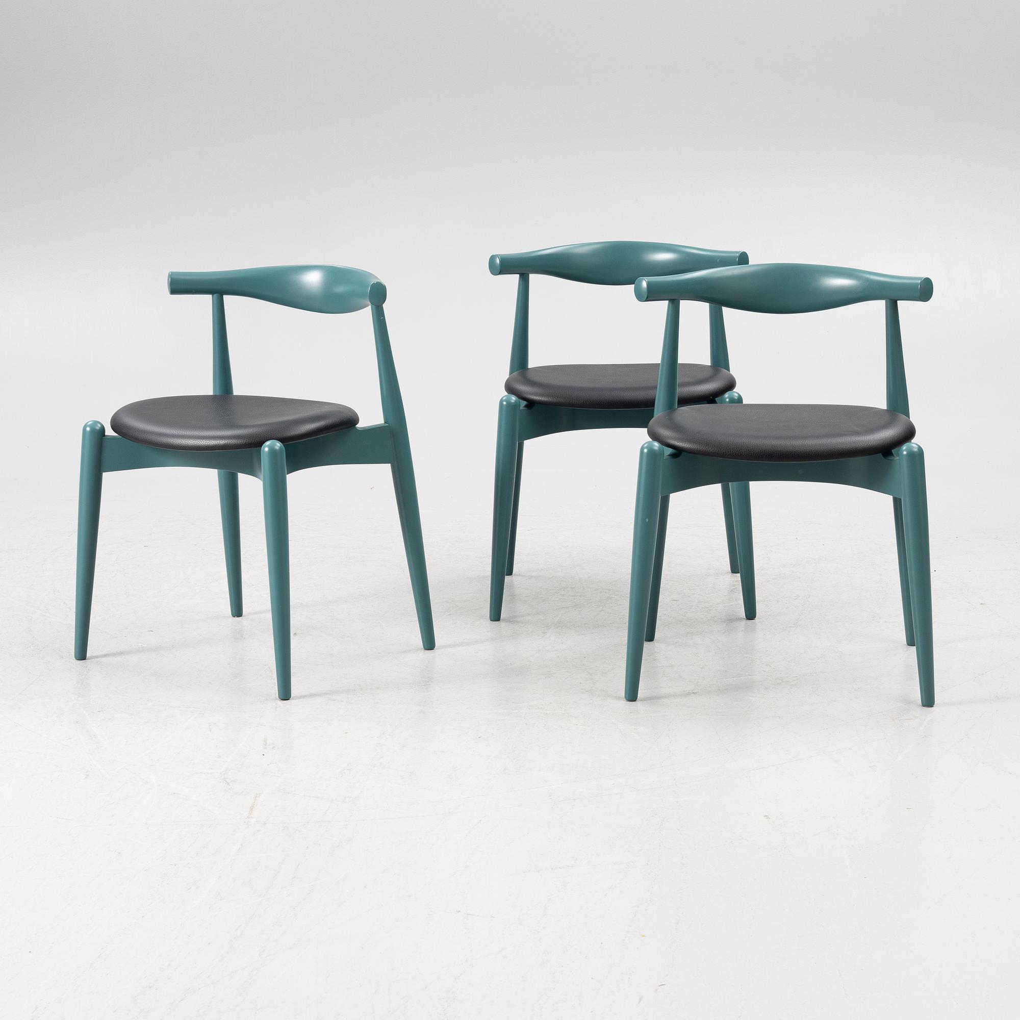 Hans J. Wegner, a set of three "CH-20" dining chairs, Carl Hansen & Son, Denmark 21st century.