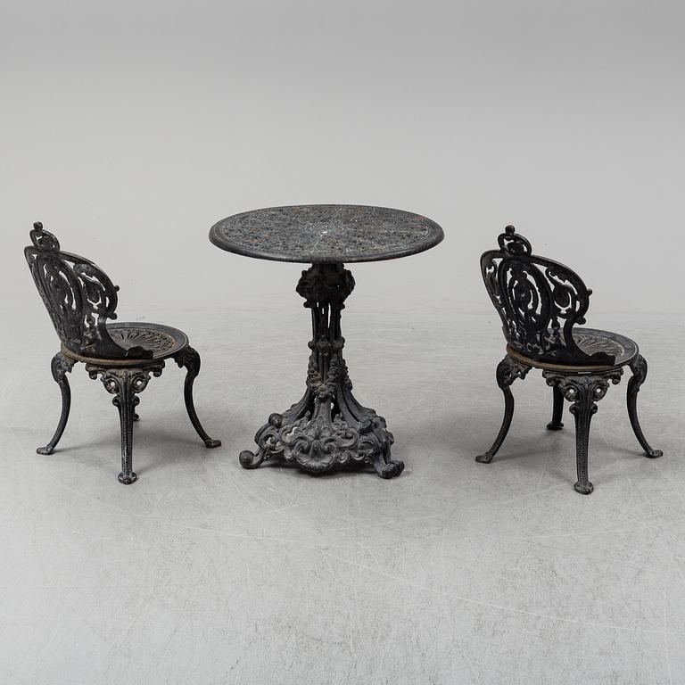 TRÄDGÅRDSMÖBEL, 3 delar, gjutjärn, 1900-tal.