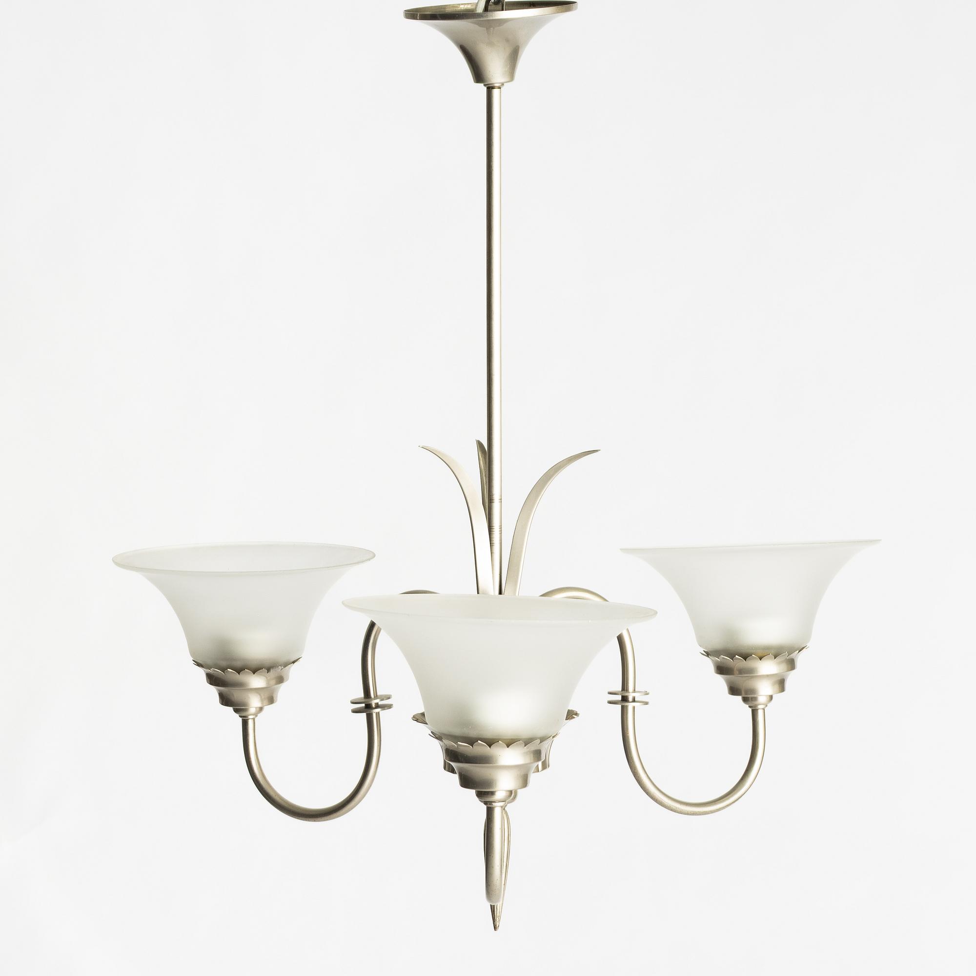 Harald Notini, Ceiling lamp, model "6317", Swedish Grace, Arvid Böhlmarks Lamp Factory, Stockholm, 1920s.