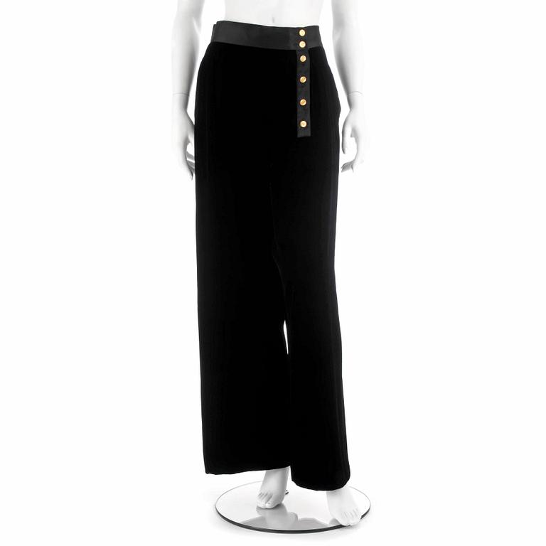 CHANEL, a pair of black velvet pants.