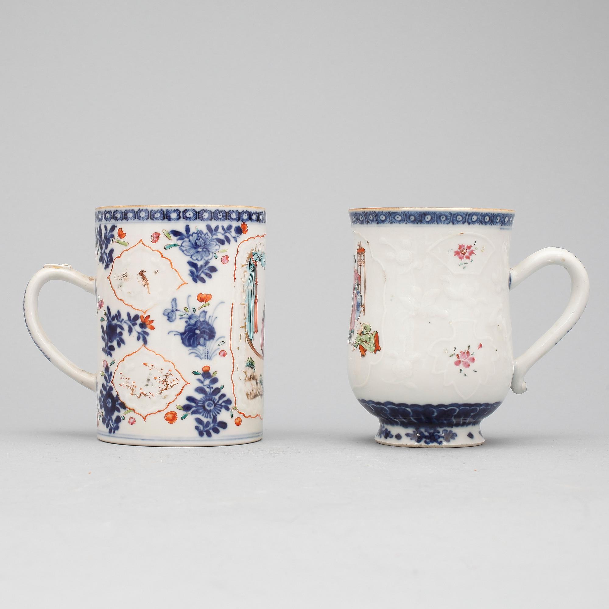 MUGGAR, 2 st porslin Qingdynastin, Qianlong (1736-95).