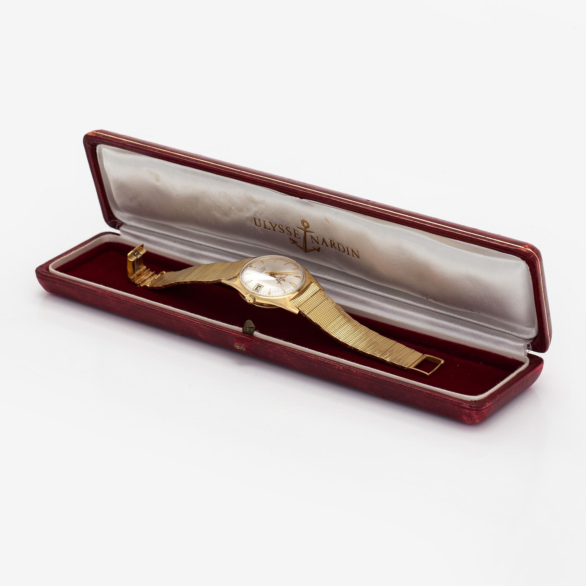 Ulysse Nardin, Jubilé 4000, wristwatch, 34 mm, 18K gold, automatic, plastic crystal.