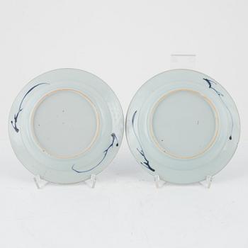 A set of eight blue and white dishes, Qing dynasty, 18th Century.