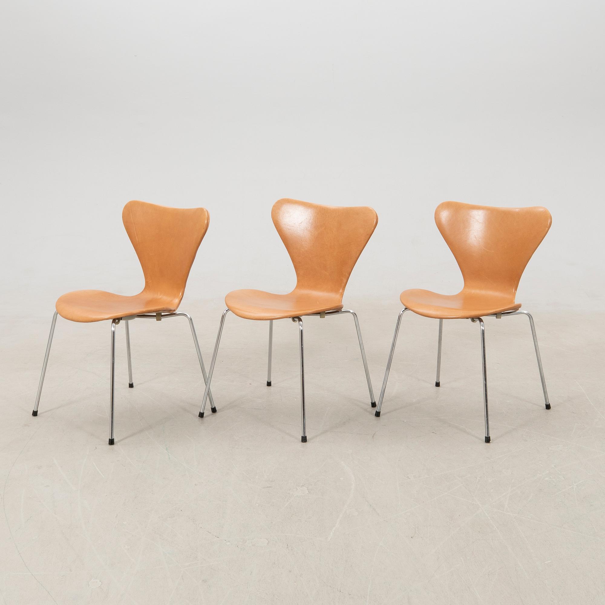 Arne Jacobsen, stolar 6 st, "Sjuan" för Fritz Hansen Danmark.