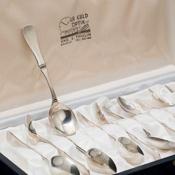 BESTICKUPPSÄTTNING, silver, "Uppsala", Löfman, Mema, 30 delar. Total vikt ca 1220 gram.