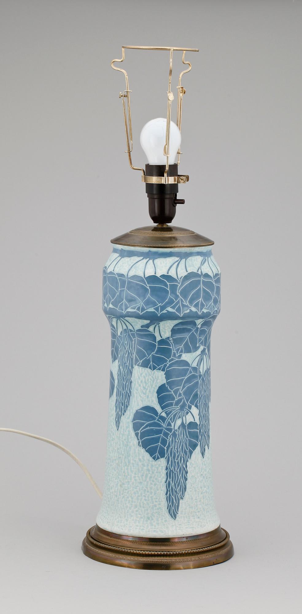 BORDSLAMPA, stengods, "Sgrafitto", Josef Ekberg, Gustavsberg.
