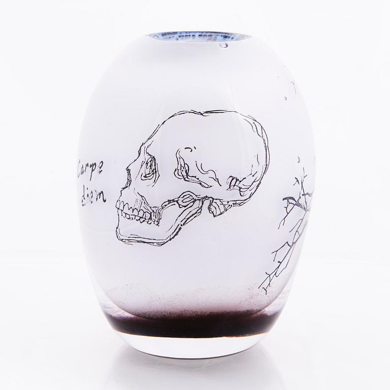 ELLA VARVIO, A glass vase/ sculpture, signed Ella Varvio 2017.
