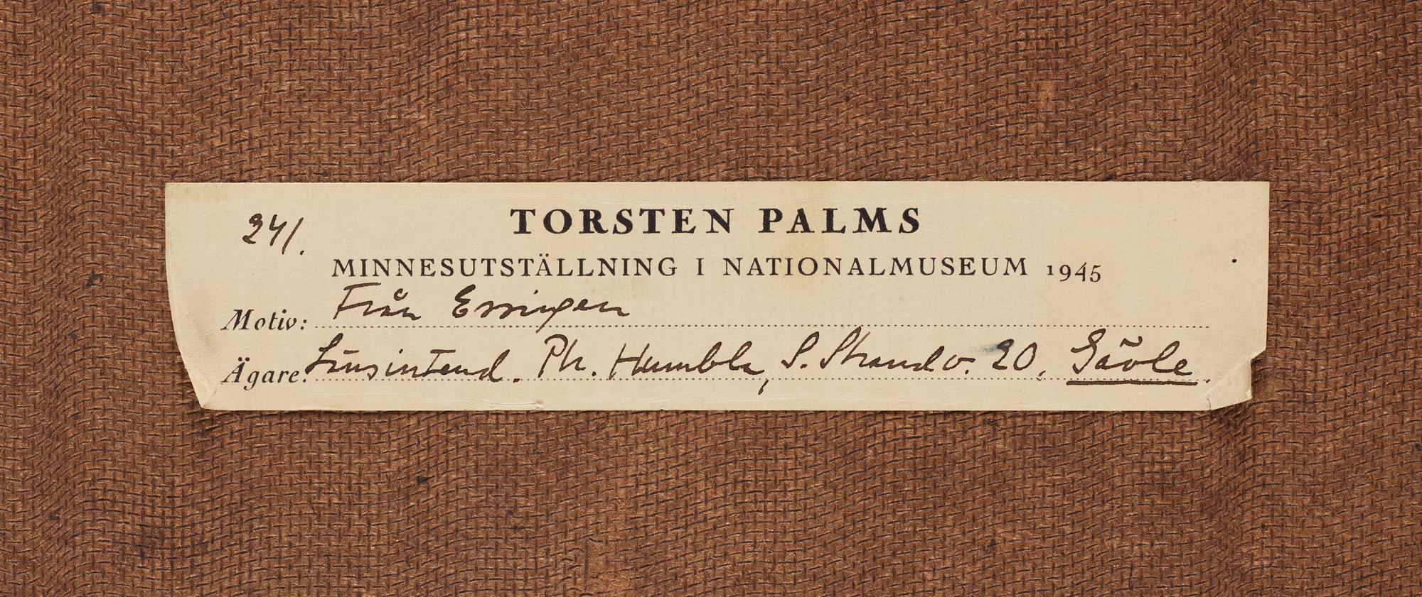 TORSTEN PALM, oil on panel, signed T.P.