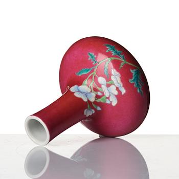 A pink ground famille rose 'floral' vase, Republic, 20th century.