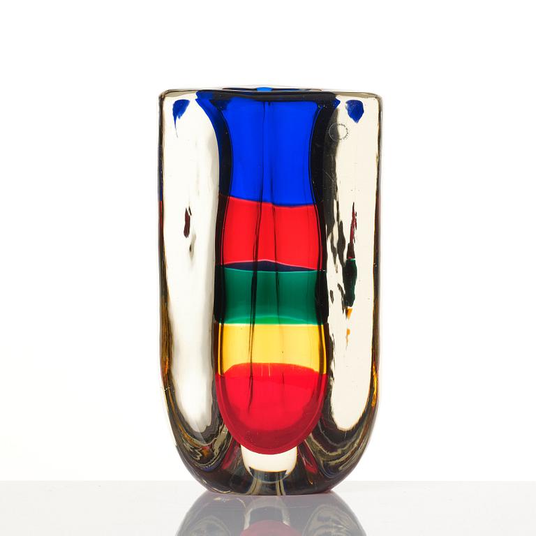 Fulvio Bianconi, a 'Fasce Sommerse' glass vase, Venini, Italy 1995.