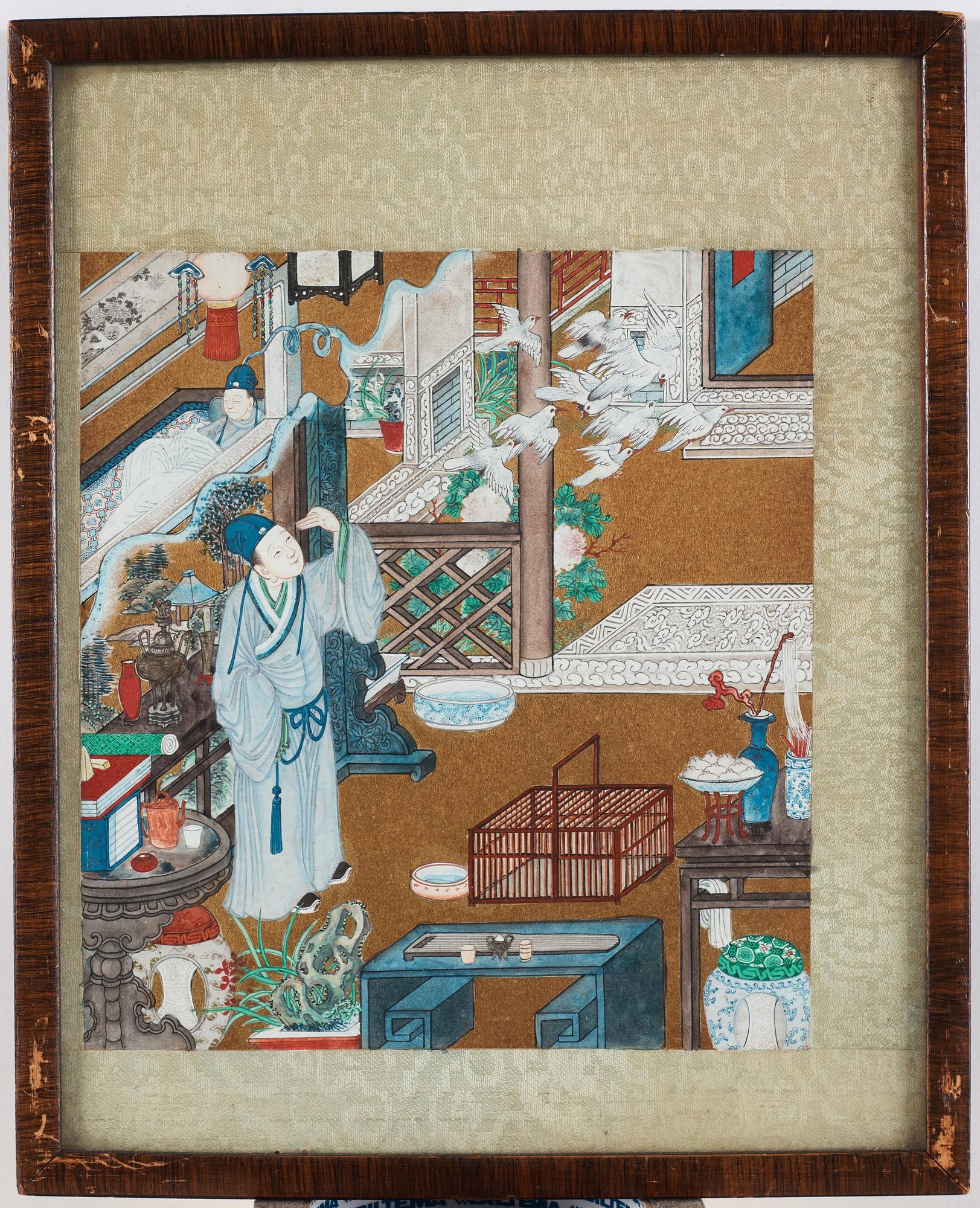 A set of nine Chinese watercolours by unknown artist, 19th Century.