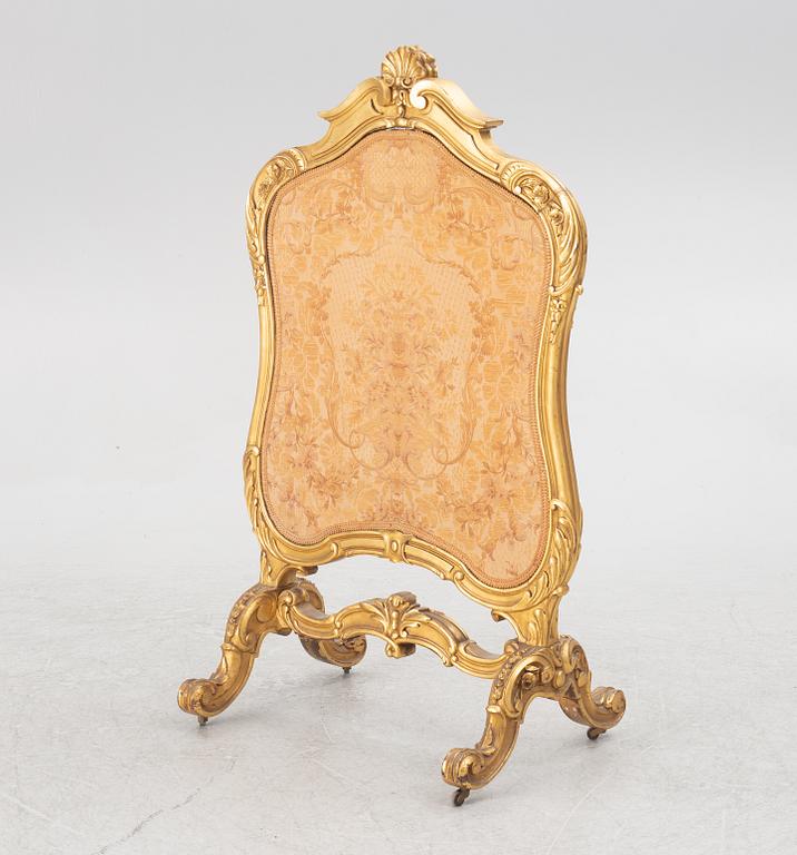Brass screen, Rococo style, early 20th century.