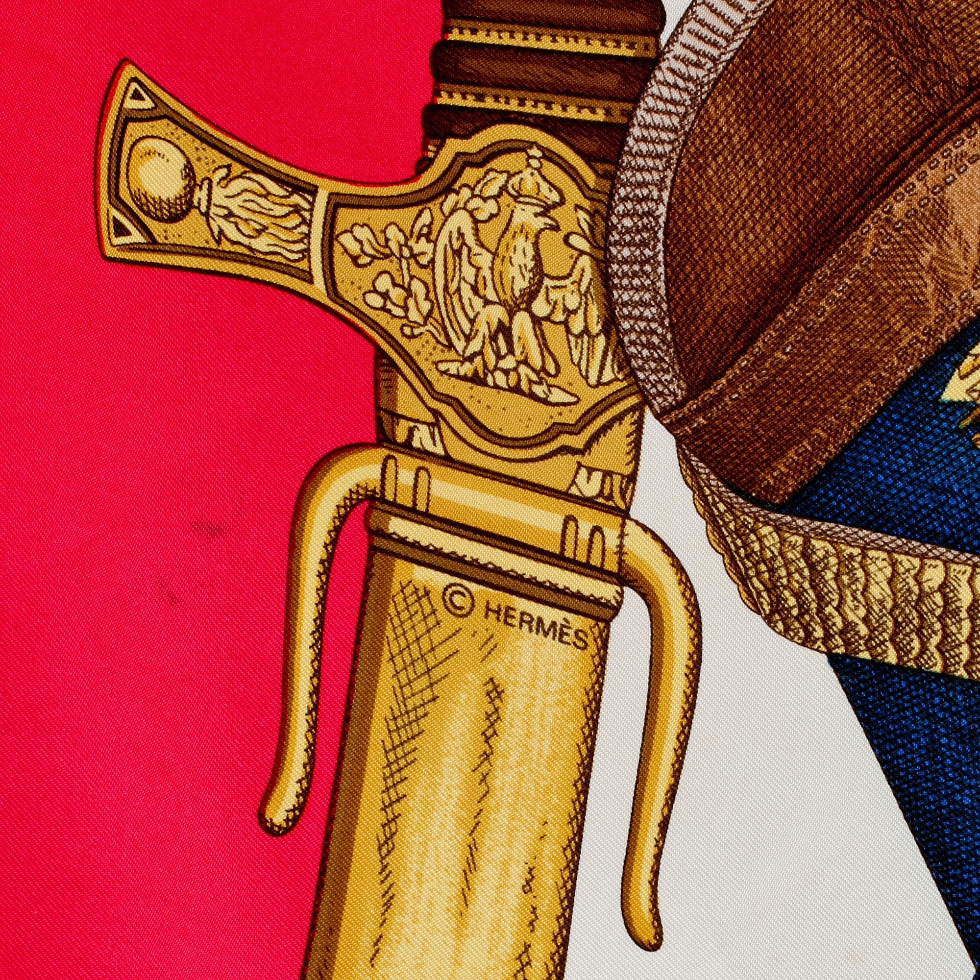 SCARF, siden, "Grand Uniforme", design Joachim Metz, Hermès, Paris, 1900-talets fjärde kvartal.