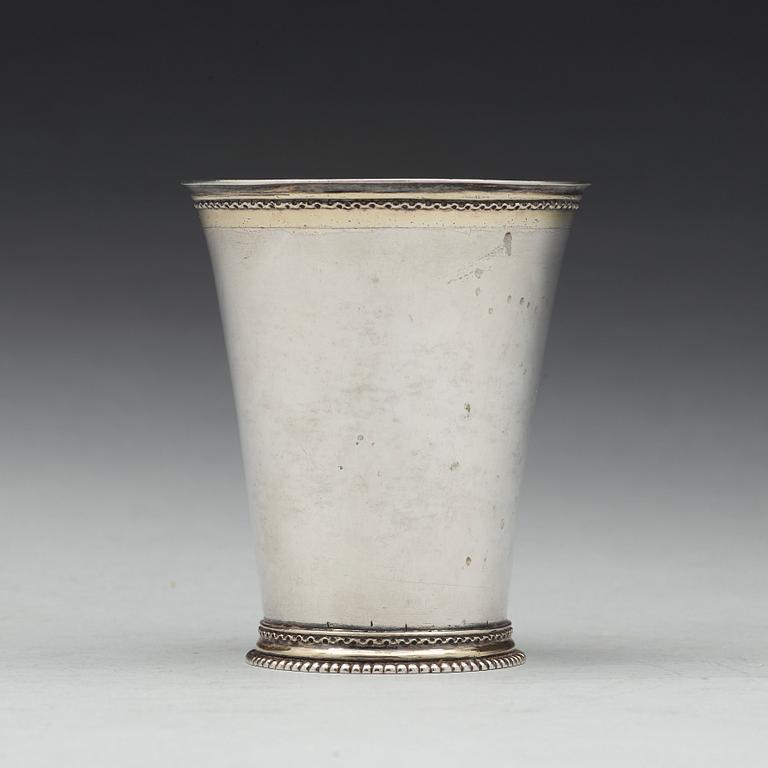 A Swedish early18th century parcel-gilt beaker, mark of Wolter Siewers, Norrköping 1710.