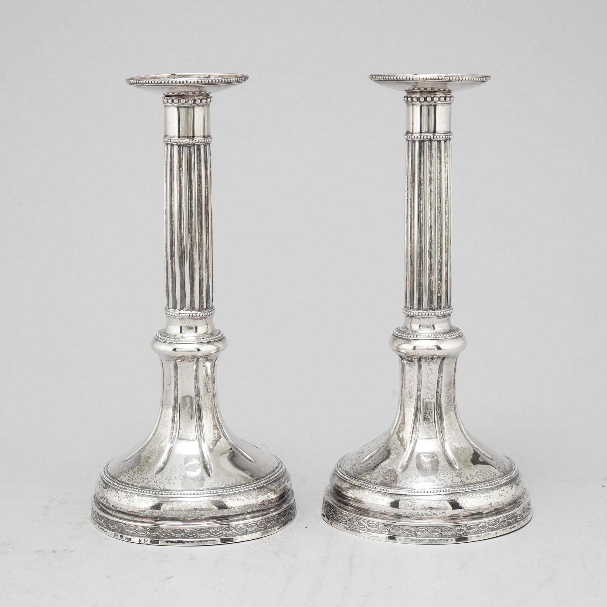 A pair of Swedish 18th century silver candlesticks, mark of Peter Johan Zetterling, Linköping 1792.