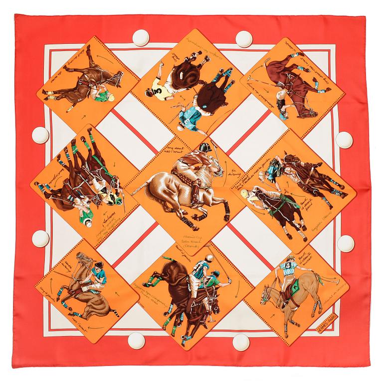 HERMÈS, a silk scarf, "Le Monde du Polo".