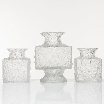 Timo Sarpaneva, a set of 3 vases and 3 candlesticks, Iittala, Finland.