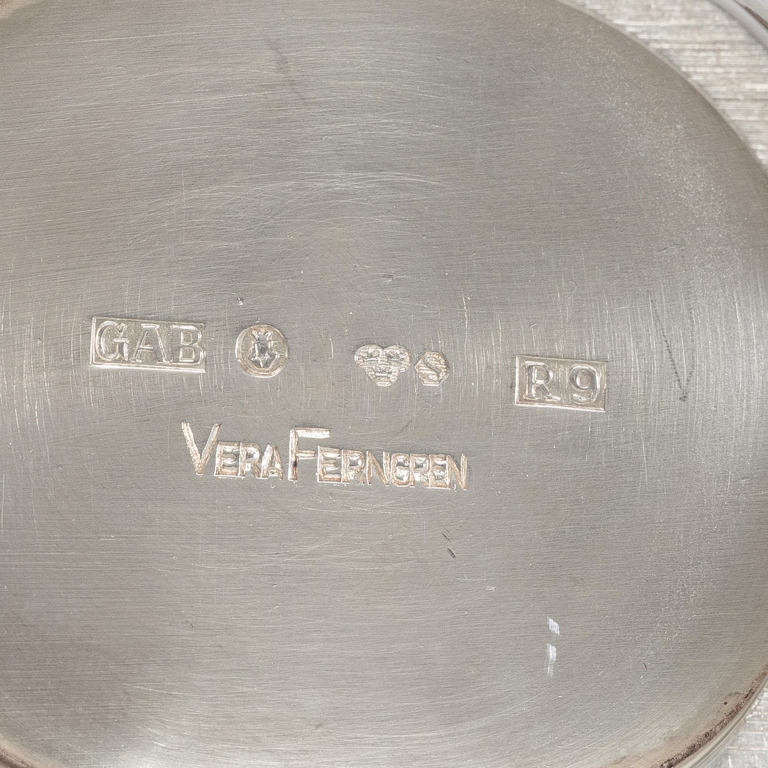 A three piece silver coffee-set, design Vera Ferngren, Guldsmedsaktiebolaget, Stockholm, Sweden 1964-1967.