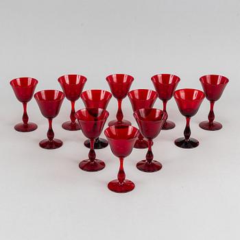 Twelve ruby red goblets by Björn Trädgårdh for Reijmyre.