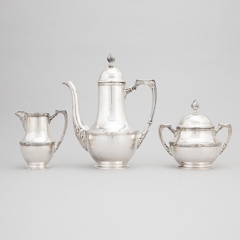 Uusi Kultaseppä Oy, kaffeservis, 3 delar, silver, jugend, Helsingfors 1912.