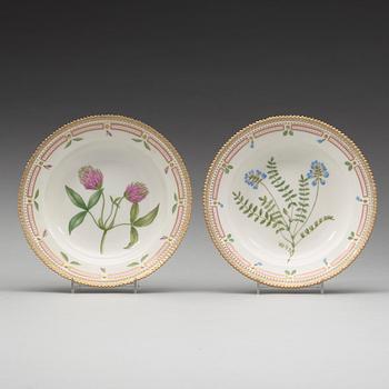 A set of nine Royal Copenhagen 'Flora Danica' soup dishes, Denmark, 20th Century.