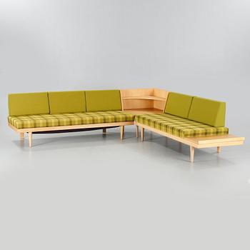 Two sofas and a coffee table by Ingmar Relling, "Svane", by Ekornes Fabrikker A/S, Norway, circa 1970.