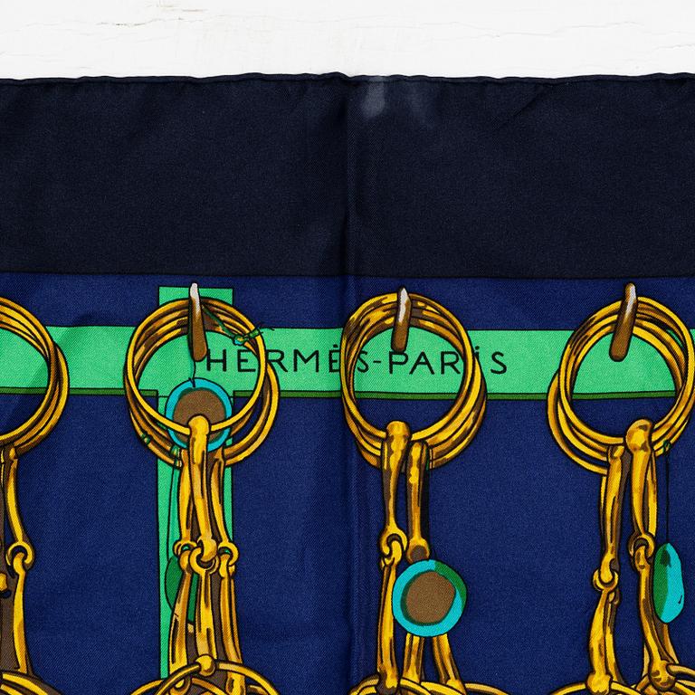 Hermès, two scarves "Arcs en Ciel" and "Mors & Filets".