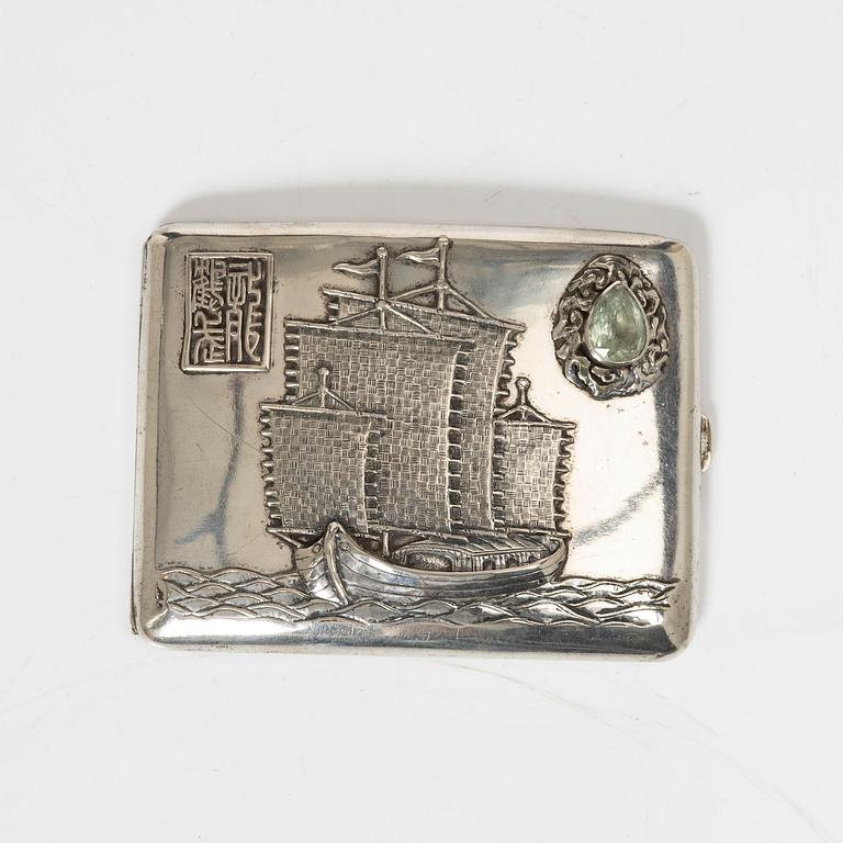 A silver cigarette /calling card case, China, Zee Sung, early 20th century.