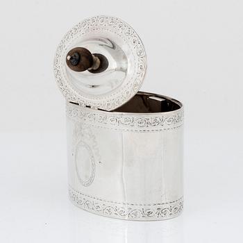 An English 18th century silver sugar-casket, mark of Charles Aldridge & Henry Green, London 1782.
