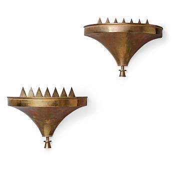 504. A pair of Lars Holmström Swedish Grace brass lights, Sweden 1920's.