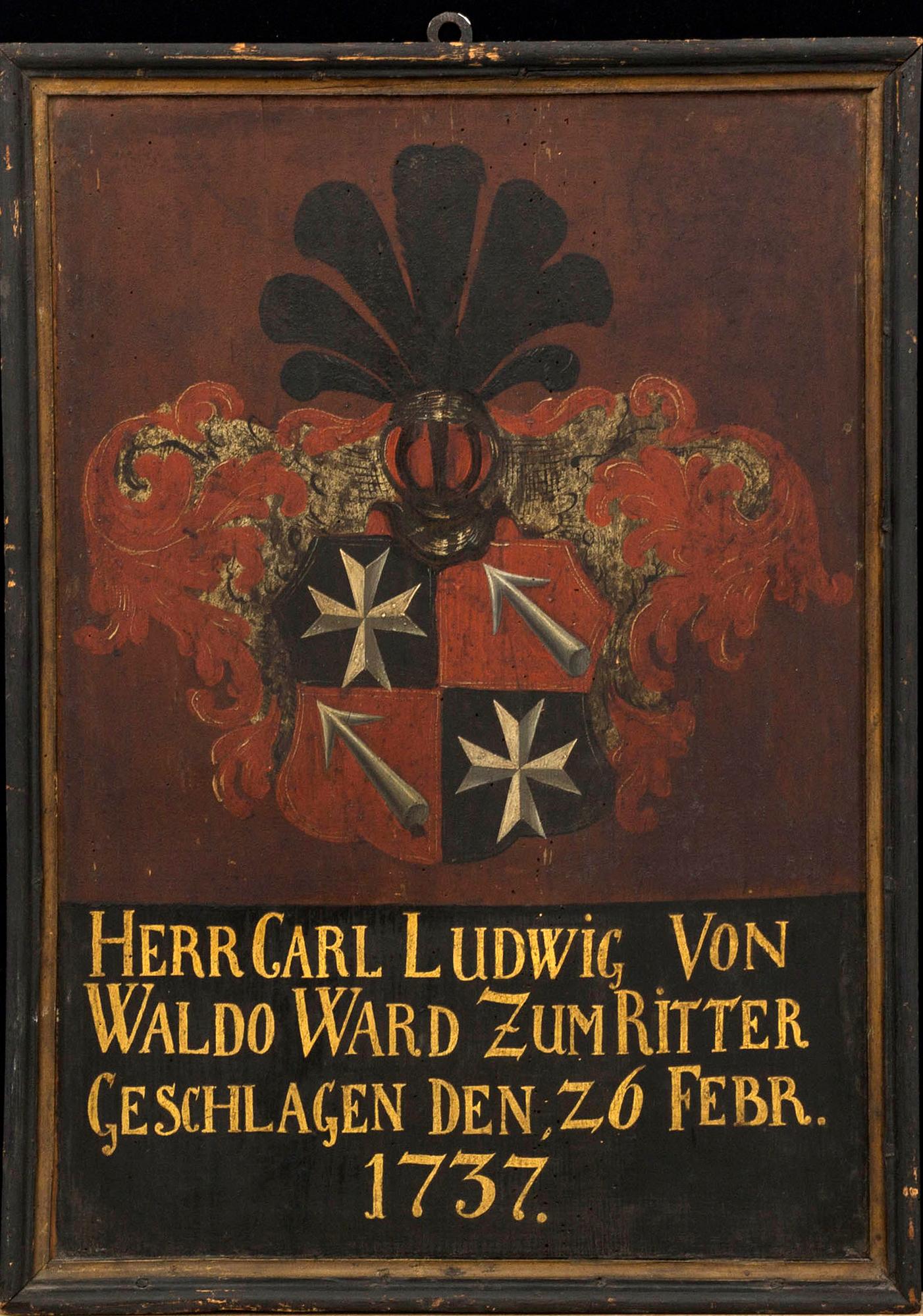 Coat of Arms, Carl Ludwig von Waldow (Waldo) 1737.