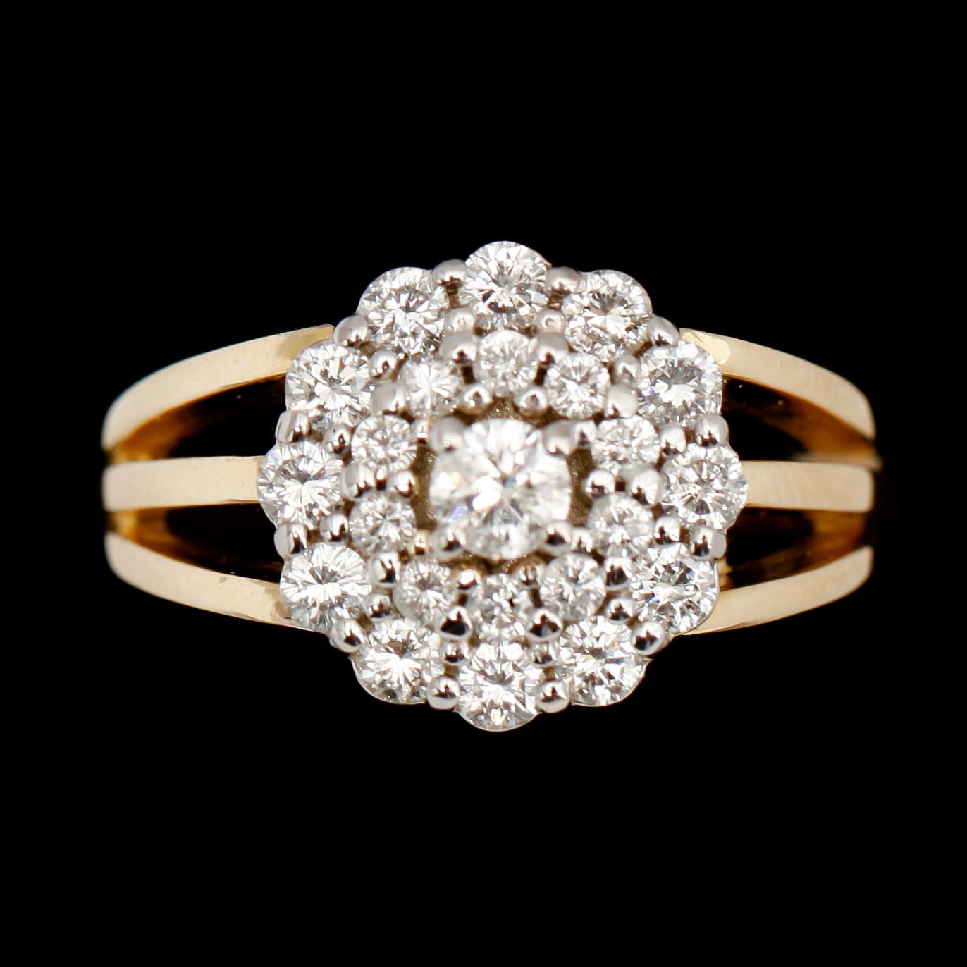 RING, 14 k guld, briljanter tot 1.26 ct.