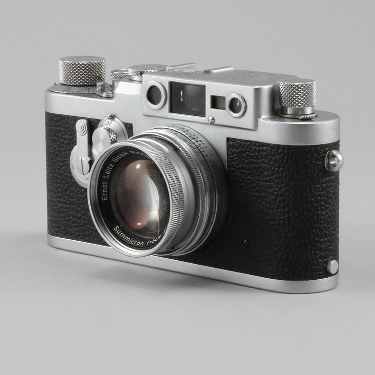 KAMERA med OBJEKTIV, Leica IIIg, nr 828713, Ernst Leitz, GMBH Wetzlar, Tyskland 1900-talets mitt.